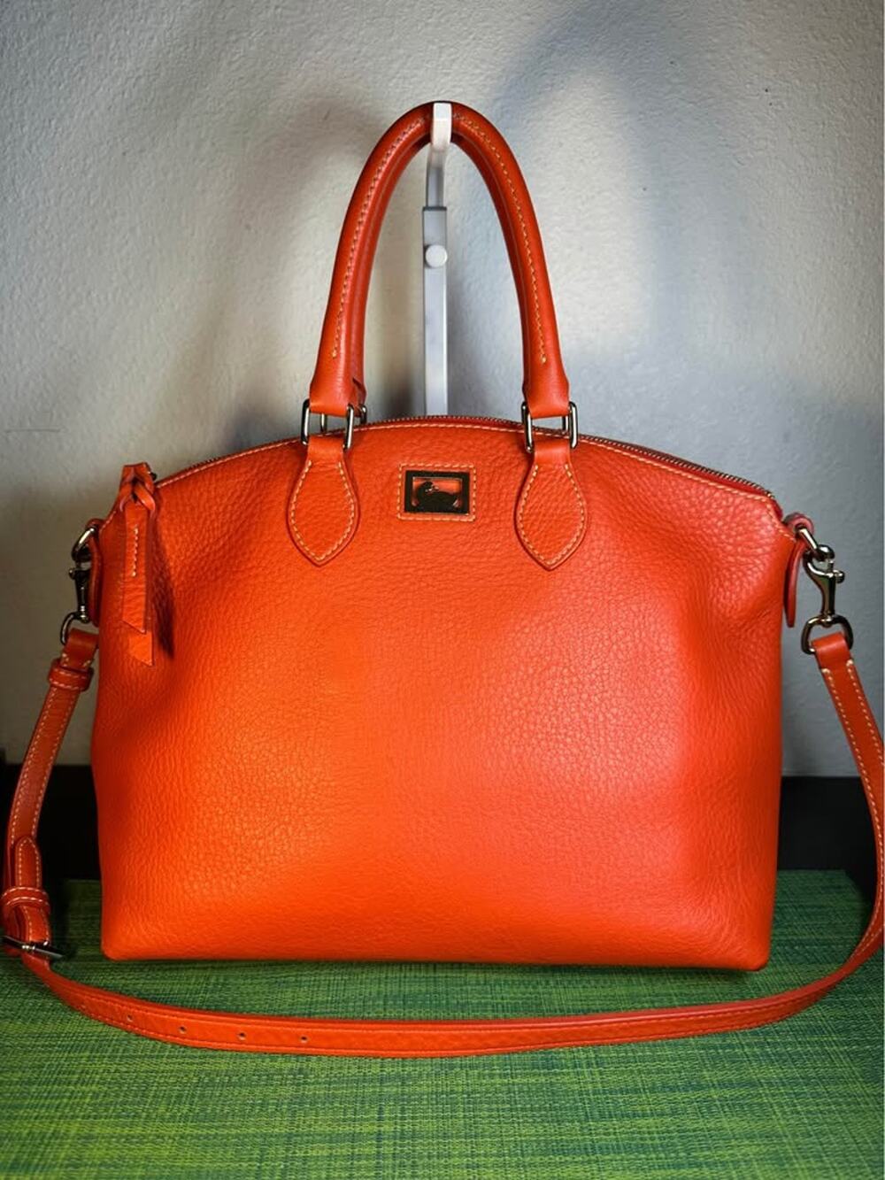 Dooney & Bourke Dillen Pebbled Leather Satchel in Vibrant Orange